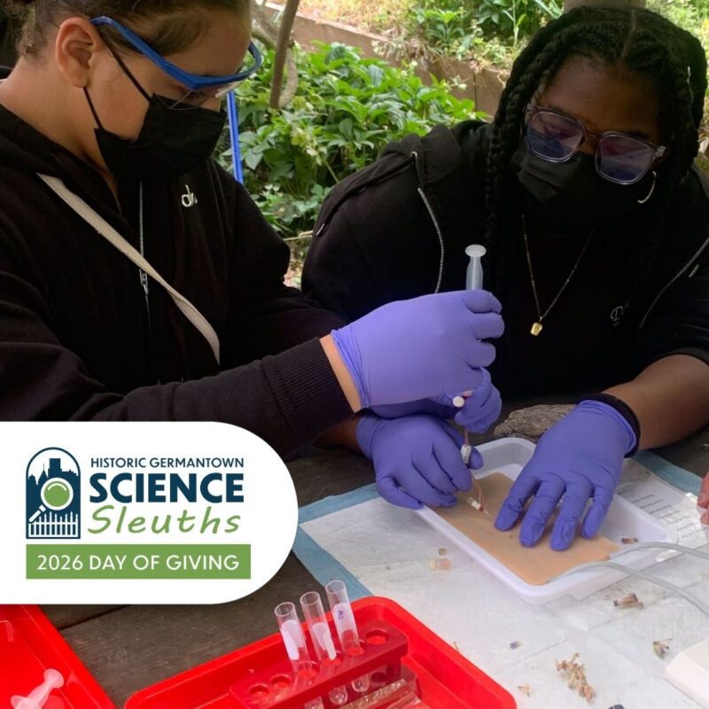 Students participating in a Historic Germantown Science Sleuths Lesson