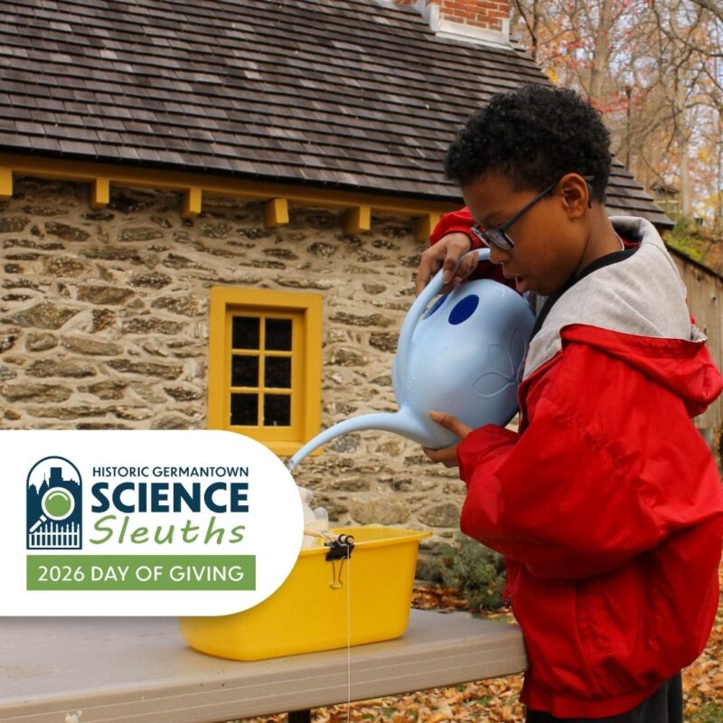 Student participating in a Historic Germantown Science Sleuths Lesson